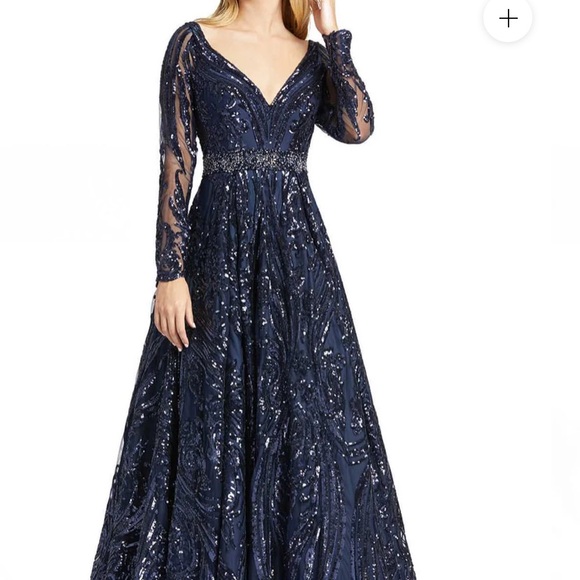 Mac Duggal Blue Formal Gown Dress 4 Small Floor length WORN ONCE Mother of bride - Picture 7 of 16